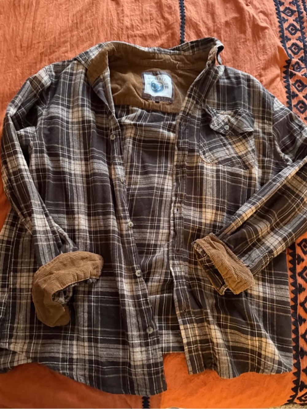 Brown Plaid Flannel Shirt Jacket